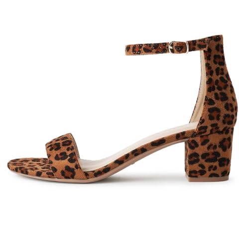 Image of J. Adams Daisy Heeled Sandals - Ankle Strap Low Block, Open Toe Dress Pumps, Chunky Heels - Dressy Shoes for Women - Bridal, Wedding, Summer Sandals