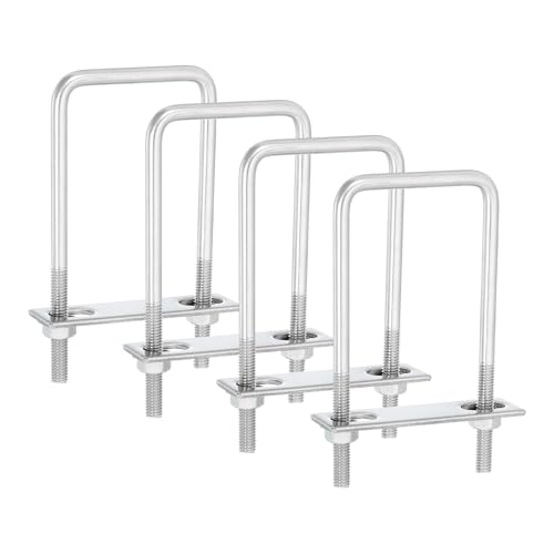 uxcell 4Sets 304 Stainless Steel Square U-Bolts, 2.44" (62mm) Inner Width 5.12" (130mm) Length M8 with Nuts, Frame Plate, Gasket for Automobiles Trailer, Ski Boat, Fishing Boat, Pipelines