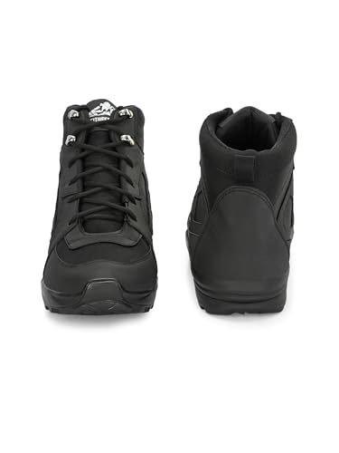 Image of Leo Fitness Waterproof Outdoor Trekking Boots | Black Hiking Boots with Cushioned Footbed, Anti-Slip Rubber Sole