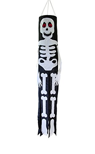 In the Breeze Lil' Bones Skeleton 40 Inch Windsock - Hanging Halloween Decoration - Outdoor Holiday Decor