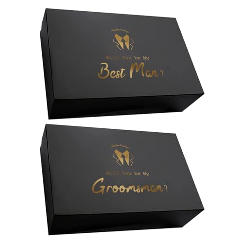 PartyGifts&beyond 8 Pcs Groomsmen Proposal Gift Box 6 Will You Be My Groomsman Gift Box and 2 Will You Be My Best Man(BK-H)