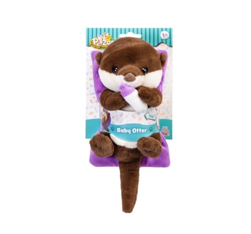 Simba PetZoo Baby Otter - Peluche Interactivo con función de Chupete y Botella, función Try-me, 28 cm, para niños a Partir de 1 año