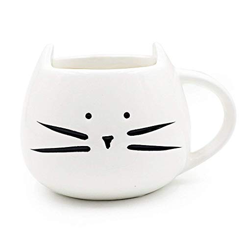 DMZK Taza de café de cerámica Taza de Gato para café, Leche, Agua, té ect, Blanco