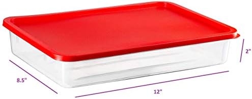 2 Pack Plastic Bacon Keeper, Deli Meat Saver Cold Cuts Cheese Food Storage Container with Lid for Refrigerator, Shallow Low Profile Christmas Cookie Holder, 84 oz.