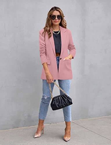 Image of CRAZY GRID Womens Casual Blazer Jacket Long Sleeve Open Front Work Office Blazer Lapel Button Jacket