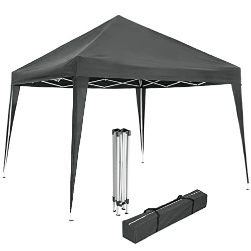 tectake® Gazebo da Giardino Regolabile, Padiglione Gazebo da Esterno Resistente con Telaio in Acciaio, Idrorepellente, Resistente ai Raggi UV, 300 x 300 x 255 cm - Grigio
