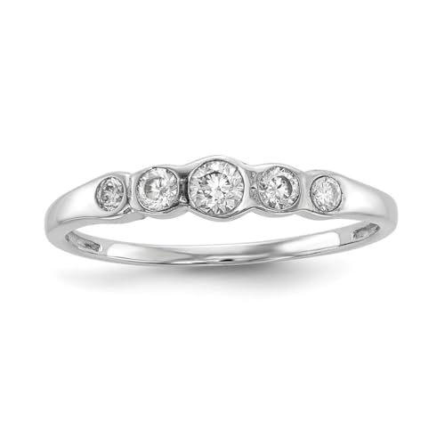 Bague rhodiée en argent 925 et 5 zircons au design haute joaillerie
