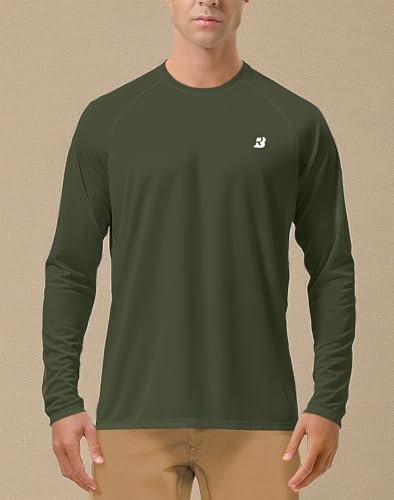 Image of Roadbox Mens UPF 50+ UV Sun Protection Shirts Outdoor Long Sleeve SPF Rash Guard for Fishing Hiking Swimming Running