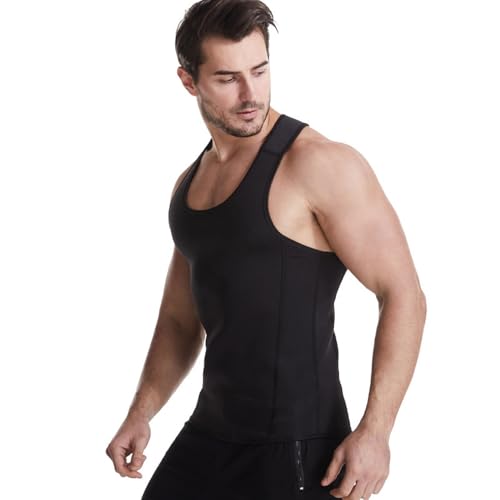 Meichoon Hombres Chaleco de Sauna Fitness Faja Adelgazante Neopreno Cintura Entrenador Abdomen Quema Grasa Corsé de Sudor para Ejercicio de Entrenamiento en el Gimnasio