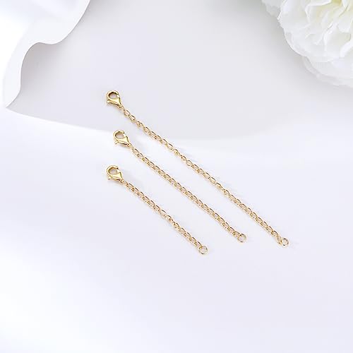 Image of 14K Gold Durable 1.5 inch /2 inch /3 inch Chain Extender, Yellow /White /Rose Gold Removable Necklace Chain Extension with Sturdy Lobster Clasp, Adjustable Extender Chain for Necklace Anklet Bracelet