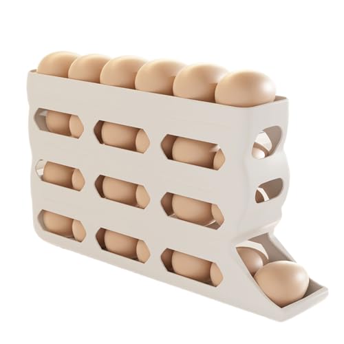 Organizador de huevos para refrigerador, 4 capas, soporte automático para huevos, 30 capacidades, caja antideslizante para panadería comercial, mostrador de alimentos, mercado de agricultores