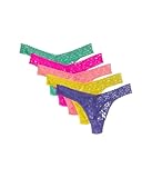 Hanky Panky Women's Signature Lace Plus Size Original Rise Thong 5-Pack, Fiesta Pink/Neon Coral/Sunshine Yellow/Agave Green/African Violet