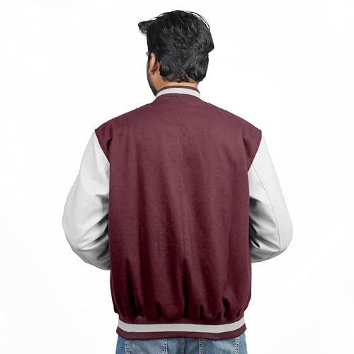 Image of Men's Fashion Varsity Jacket Causal Slim Fit Wool Letterman Baseball Bomber Jackets