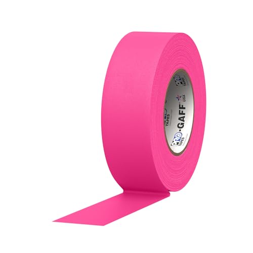 2" Width ProTapes Pro Gaff Premium Matte Cloth Gaffer's Tape With Rubber Adhesive, 50 yds Length x, Fluorescent Pink (Pack of 1)