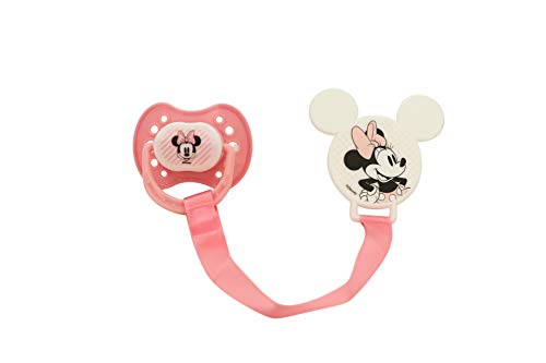 Image of Disney Cudlie Minnie Mouse Baby Girl 4 Pack of 2 Pacifiers & 2 Clips with Sugar & Spice Print