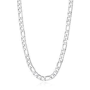 5mm/7mm Silver Stainless Steel Diamond Cut Figaro Chain Necklace Jewelry Gift for Men