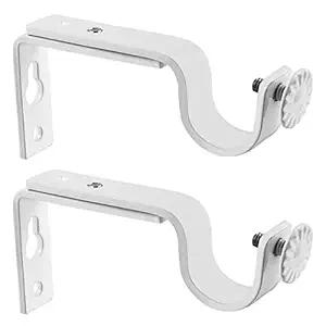 Adjustable Curtain Rod Bracket,2pcs Wall Mounting Curtain Holder,Window Curtain Drapery Rod Bracket 18-22mm (White)