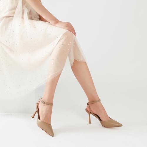 Image of Susanny Heels for Women Stiletto Closed Pointed Toe Backless Dress Shoes High Heels Sexy Kitten Pumps Wedding Guest Party Dance Prom Dressy Comfort Shoes