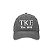Tau Kappa Epsilon Fraternity Baseball Hat - TKE Embroidered Greek Letter Cap - Beach Washed Cotton Twill (Charcoal)