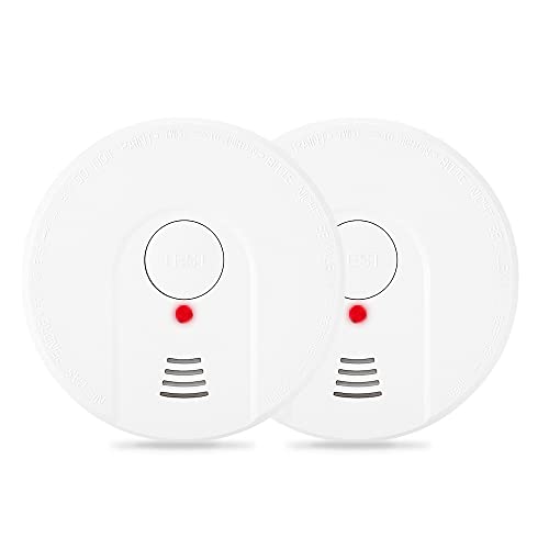 fire alarms for home Smoke Detectors with Enhanced 10 years Photoelectric Sensor,optical smoke alarm for home with 5 Year Battery Operated for office 2pack