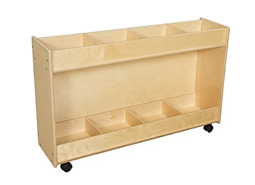 Contender Baltic Birch Montessori 4 Shelves Mobile Book Display Stand And Organizer, Wooden Book Shelf Organizer For Kids, Natural Finish [Fully Assembled] #TOP1