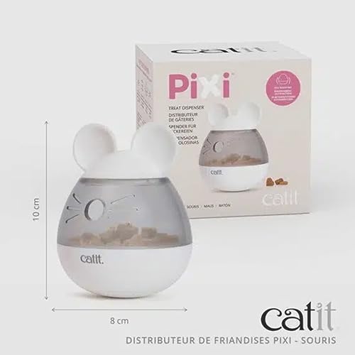 Catit Pixi Snackspender, Leckereienspender, Snackball, Futterspender Ball, Leckerli Ball, für Katzen, im Design Einer Maus