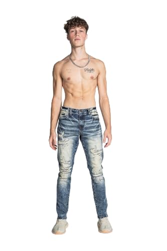 Ripped Slim Jeans for Men 2024 Streetwear Pants, Slim Fit, Stretchable Cotton AJ722SL