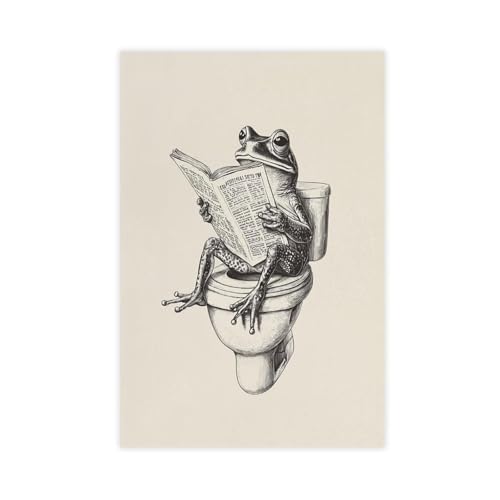 Impression sur toile vintage grenouille poétique pour une décoration murale de salon et chambre