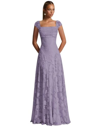 Rybden Wisteria Bridesmaid Dresses A-line Long Floor Length Chiffon Evening Party Dress Size 8