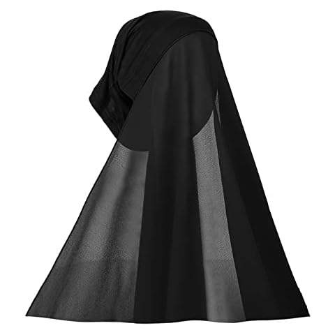 Moonlove Muslim Hijab Attire Headwear Long Scarf Chiffon Turban Pins Soft Comfortable Breathable Lighweight Portable Elegant Head Wrap Full Cover Anti-UV Islamic Headscarf for Women Cover