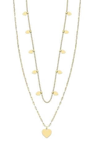 LOTUS STYLE Collar Dorado Mujer con Gargantilla Acero Inoxidable   Colgante de Corazón   Resistente al Agua LS2236 1/2   Choker   Regalo de Cumpleaños, Aniversario, San Valentín, Madre y más
