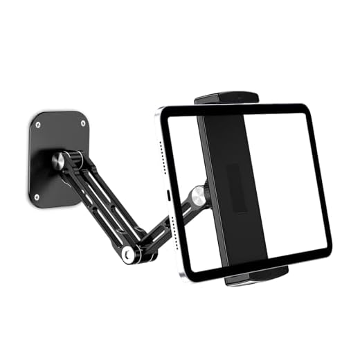 Lucrave Tablet Wall Mount Holder, Aluminium Extendable iPad Wall Holder, with 360°Rotating Base Adjustable and Foldable for iPad Pro Air Mini, Galaxy Tab, All 4.7-13" Phones and Tablets