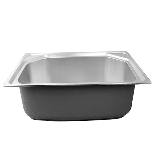 Image of HAPPY HOMES 304 Stainless Steel Kitchen Sink 24 x 18 x10 Fully Matte Finish Single Bowl Kitchen Sink |Square Coupling|
