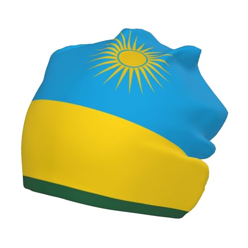 Flag of Rwanda Children Hip Hop Knitted Hat Kids Elastic Leisure Knit Cap Warm Sleep Beanies Black