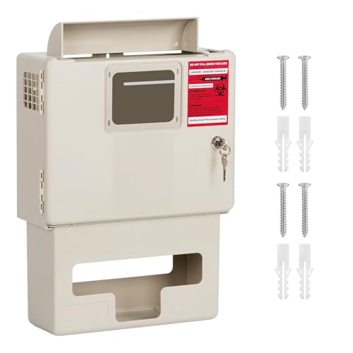 Wall Mount for 5 Qt Sharps Container - Needle Disposal Containers for Home Use and Professional Durable ABS Plastic Equipped with Locking Lid and Glove Box for Safety Sharps Box Not Included