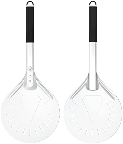 G.a HOMEFAVOR Perforated Turning Pizza Peel, 9 Inch Aluminum Pizza Paddle with Non-Slip Heat Resistant Handle, Pizza Shovel for Homemade Pizzas Bread