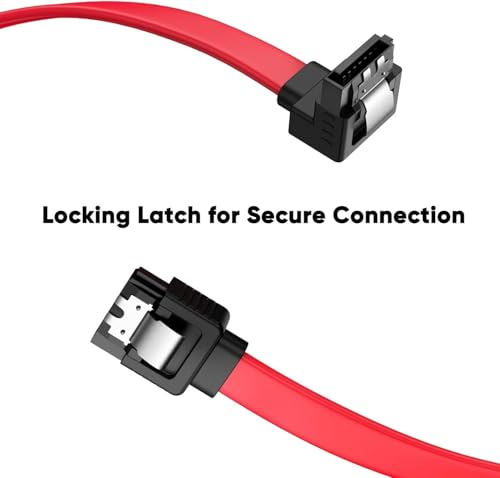 Image of Tobo SATA III Cable • 8-Inch /0.6FT • SATA III 6.0 Gbps • 7pin Female to Downward Right Angle Female Data Cable • with Locking Latch • Support for 2.5'' SSD,3.5''HDD Drive • Red (20)