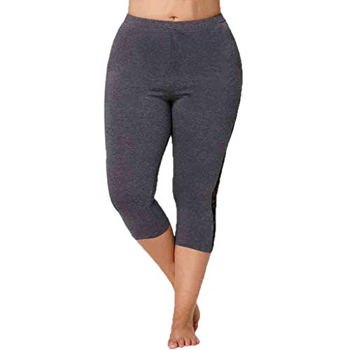 VPASS Mujer Pantalones,Talla Grande Mallas Mujer Fitness Elásticos Encaje Pantalones Moda Cortos Pantalones Gym Yoga Slim Fit Pants Leggings Cintura Alta Deportivos Running Aptitud Pantalon