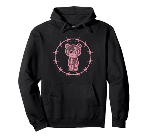 Gloomy Bear The Naughty Grizzly Barbed Wire Circle Halloween Pullover Hoodie, Adult Unisex, Black, Large