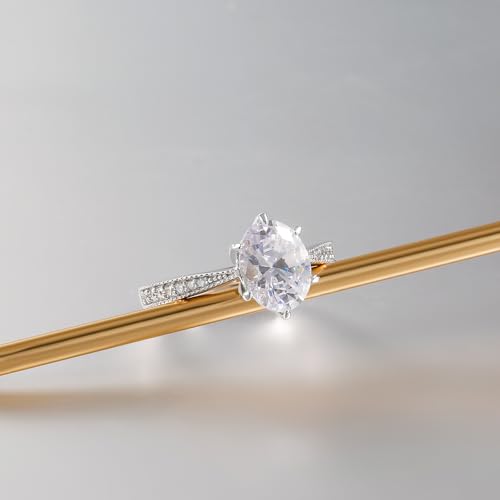 2ct Oval Cut Cubic Zirconia Engagement Ring for Women, Sterling Silver Wedding Band with Rhodium Plating, Size 5-11, Hypoallergenic, Gift for Her (Anniversary, Proposal, Valentine’s Day)4