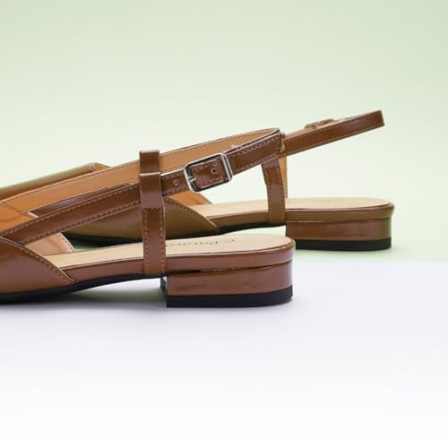 Image of C.Paravano Slingback Flats | Pointed Toe Flats | Slingback Sandals | Women's Slingback Dress Shoes | Adjustable Buckle Sandals