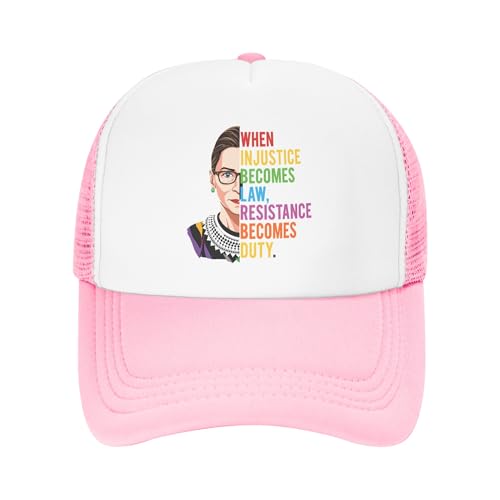 When Injustice Becomes Law Resistance Becomes Duty Trucker Hats Ruth Bader Ginsburg Feminist Hat Adjustable Mesh