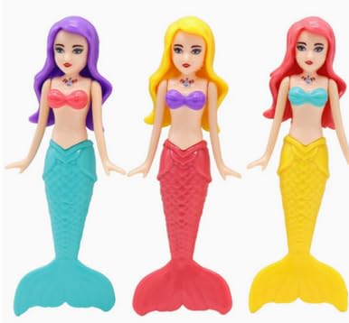 VEYLIN Mermaid Diving Toy Set, 4 Diving Swimming Sinkers Dolls with Torpedoes, Swim Sinkers Toy Pool Swimming Underwater Training Toys