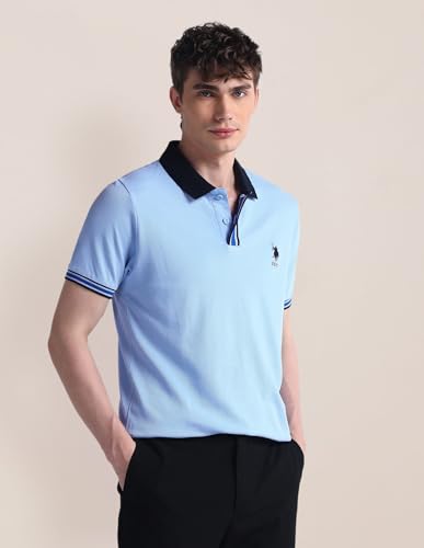 Image of U.S. Polo ASSN. Solid Slim Fit Polo T Shirts for Men - 100% Cotton, Half Sleeve Mens Tshirt