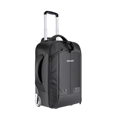 Mochila com Rodas Conversível Neewer 2 em 1 para Câmeras, Maleta Tipo Carrinho Viagem, Compartimento Acolchoado Anti-choque Destacável para Câmeras Dslr, Tripé, Lentes e Outros Acessórios