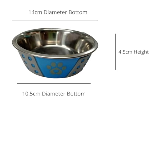Image of PremiumAV Holy Paws Hermosa Stainless Steel Dog Bowl 300 ML S Size for Dogs, Cats & Kittens - Durable Paw Print Non-Slip Pet Feeding Dish 1 PC