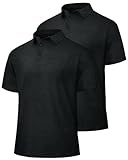BOOJO Polo Shirts for Men - Quick Dry Moisture Wicking Black Short Sleeve Performance Golf T Shirts for Casual Work Athletic