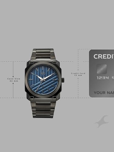 Image of Fastrack Vyb Challenger with Quartz Analog Blue Dial Grey Stainless Steel Strap Watch for Men - FV30045QM01W