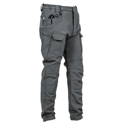 XDFVC Men's Tactical Cargo Pants Fleece Lined Winter Thermal Thick Work Pant Outdoor Hiking Track Trouser with Multi Pockets