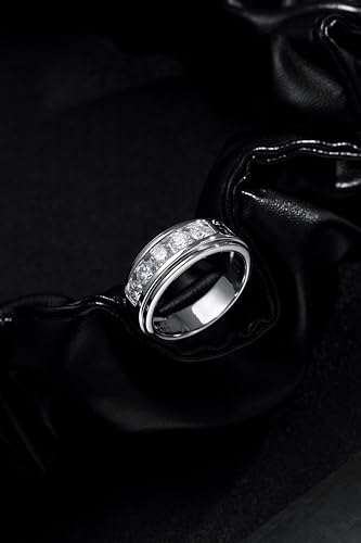 Moissanite Eternity Wedding Band Ring - 1.5cttw D Color VVS1 Moissanite Channel Set, Sterling Silver with 18K White Gold Plated3